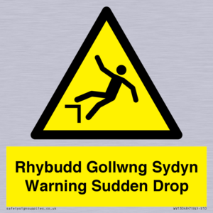 Rhybudd Gollwng Sydyn Warning Sudden Drop